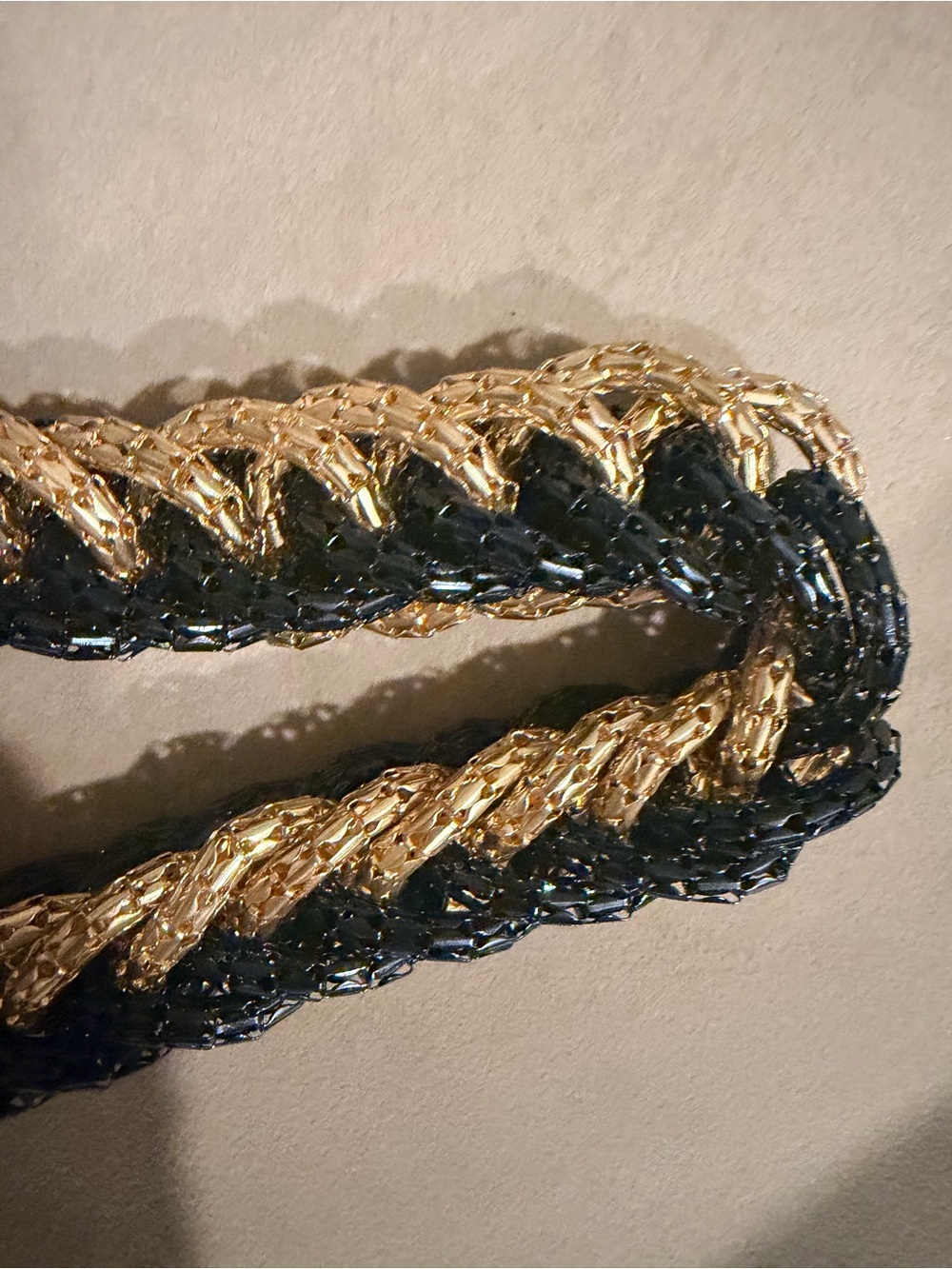 Braided Metallic Necklace in Gold and Black - Women's Jewelry vintage